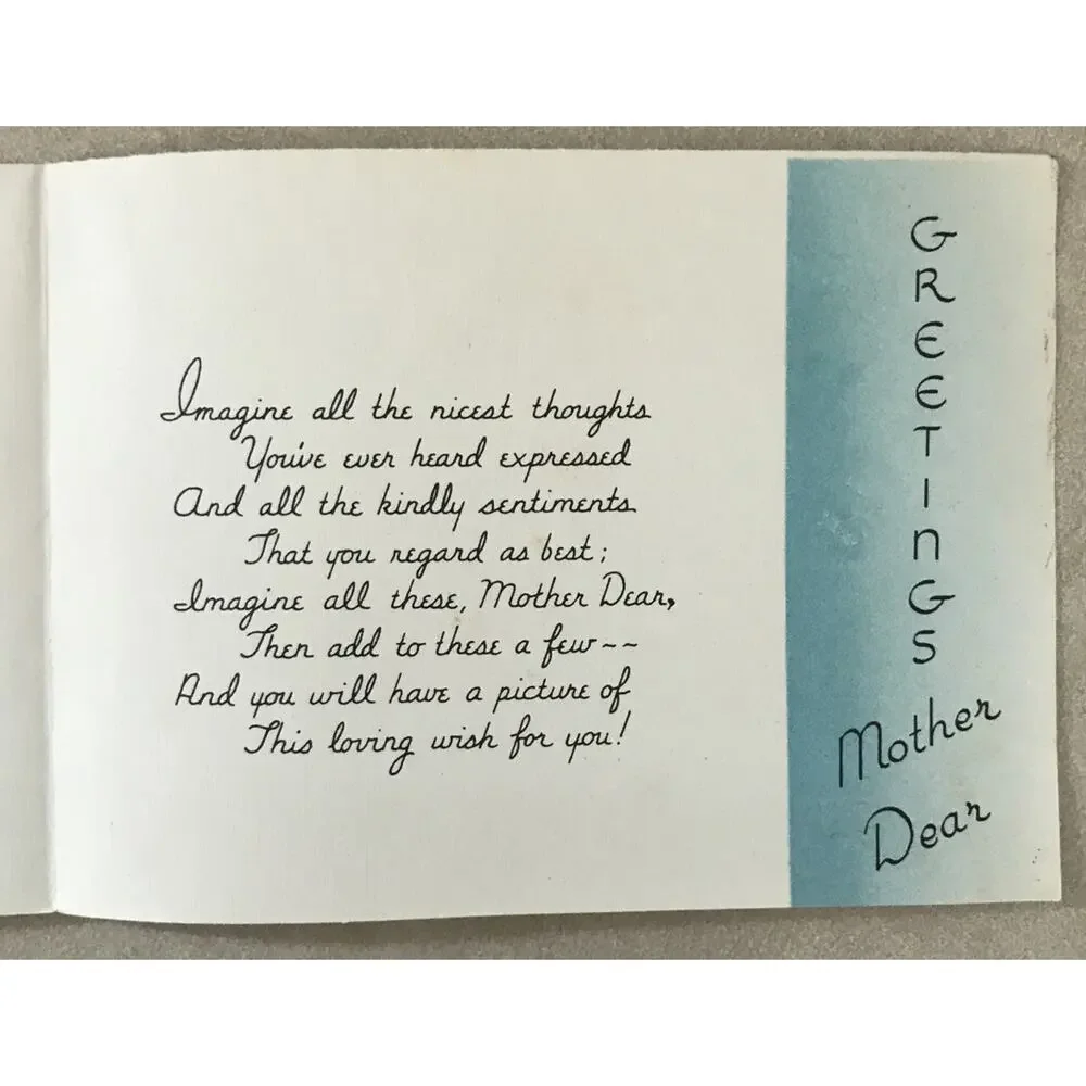 Vtg 1930s Greetings Mother Dear Blank Card Floral Country Barn Design